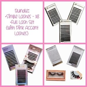 Eyelash Bundle {Individual Lash Extensions x8 + Full Set Pink Accent Lashes} NEW
